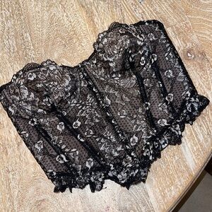 WHITE FOX- Black Nude Lace Bustier Corset Black Large